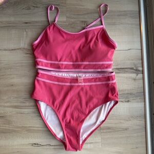 Samiol NWOT Bikini Hot Pink Ribbed Full Coverage High Waist
